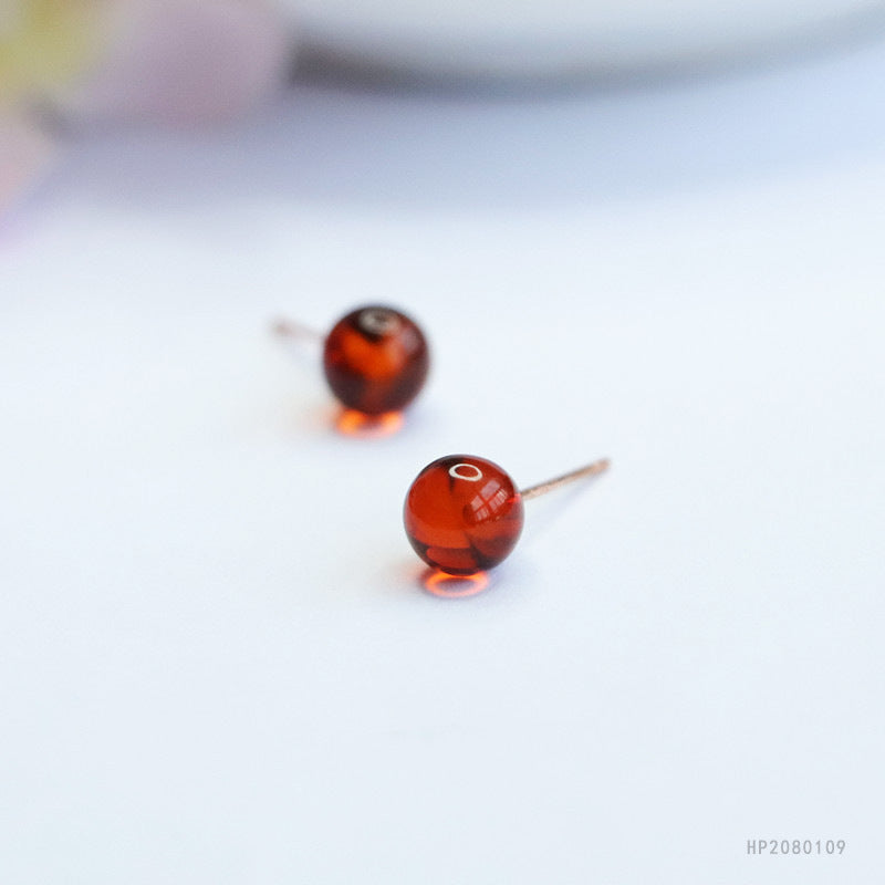 Blood Amber 925 Silver Stud Earrings