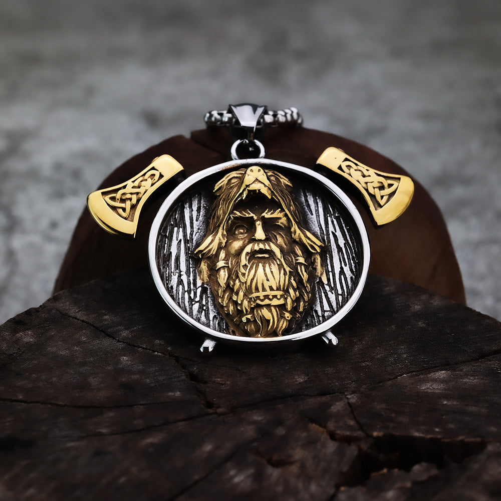 European and American Jewelry Wholesale Titanium Steel Viking Axe Pendant Necklace