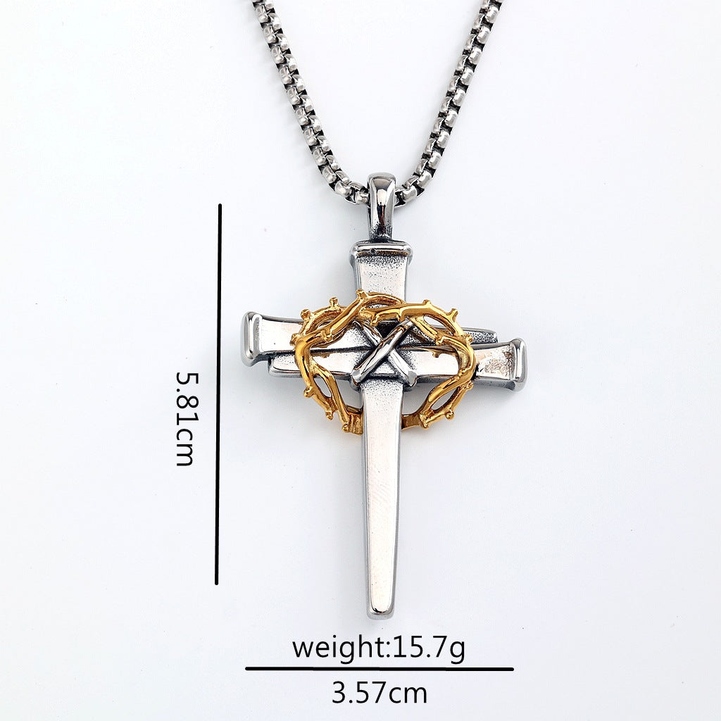 Punk Cross Stainless Steel Men's Pendant Necklace