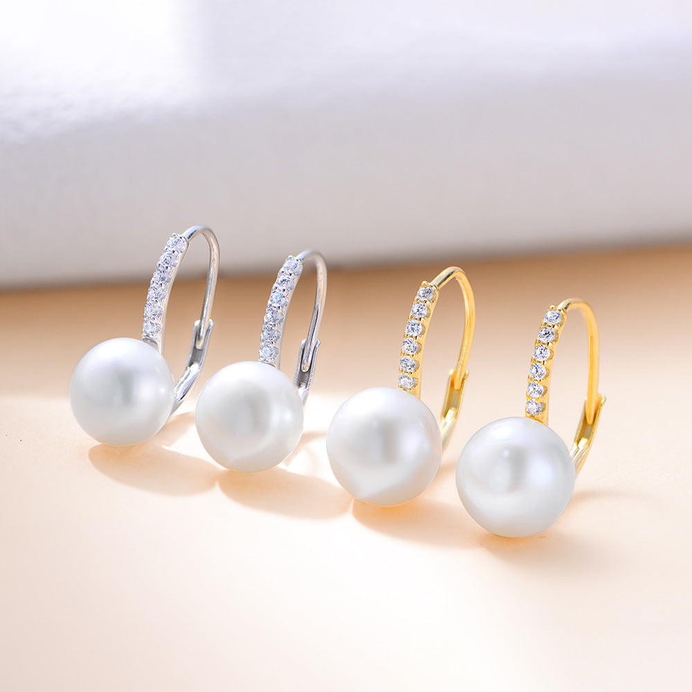 Planderful Sterling Silver Freshwater Pearl Earrings Elegant Classic Versatile For Women Light Luxury