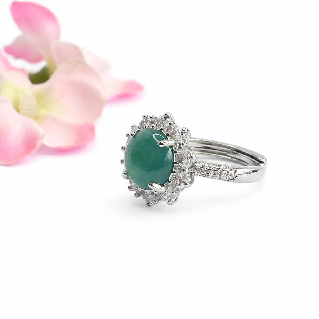 Blue Water Jadeite Statement Ring