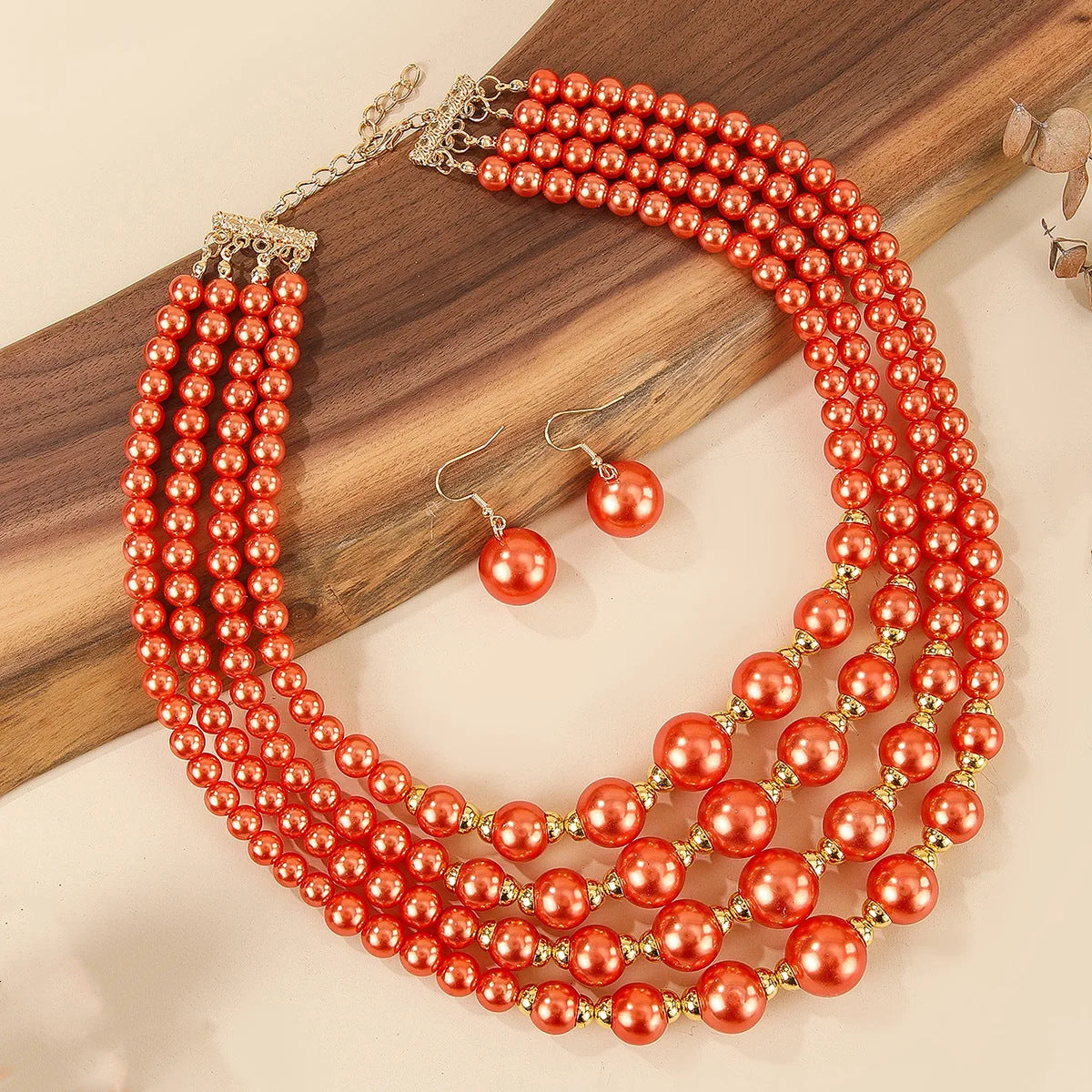 Planderful Savanna Rhythms Necklace and Earrings Set – Elegant Multi-Layer Design