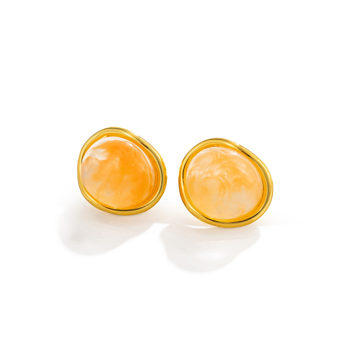 Planderful Mirror-Finish Stainless Steel Earrings Amber Gradient Geometric Statement For Fashion Forward Women