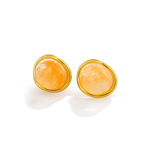 Planderful Mirror-Finish Stainless Steel Earrings Amber Gradient Geometric Statement For Fashion Forward Women