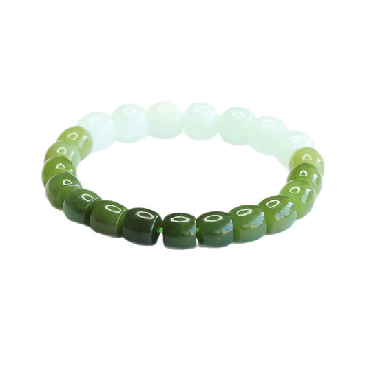Gradient Hetian Jade Beaded Bracelet