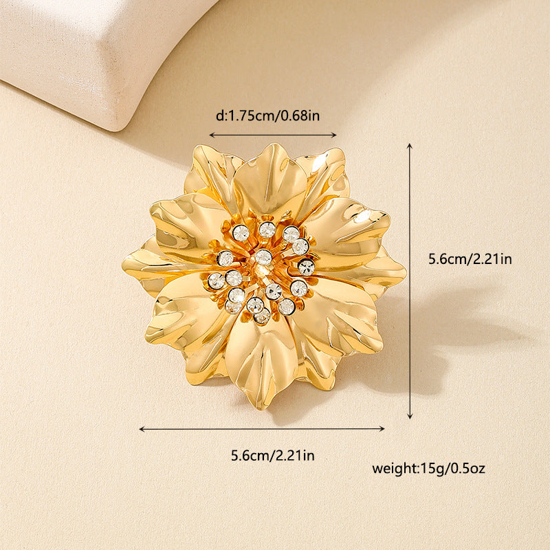 Exaggerated Metal Gold Flower Ring for Stylish Women