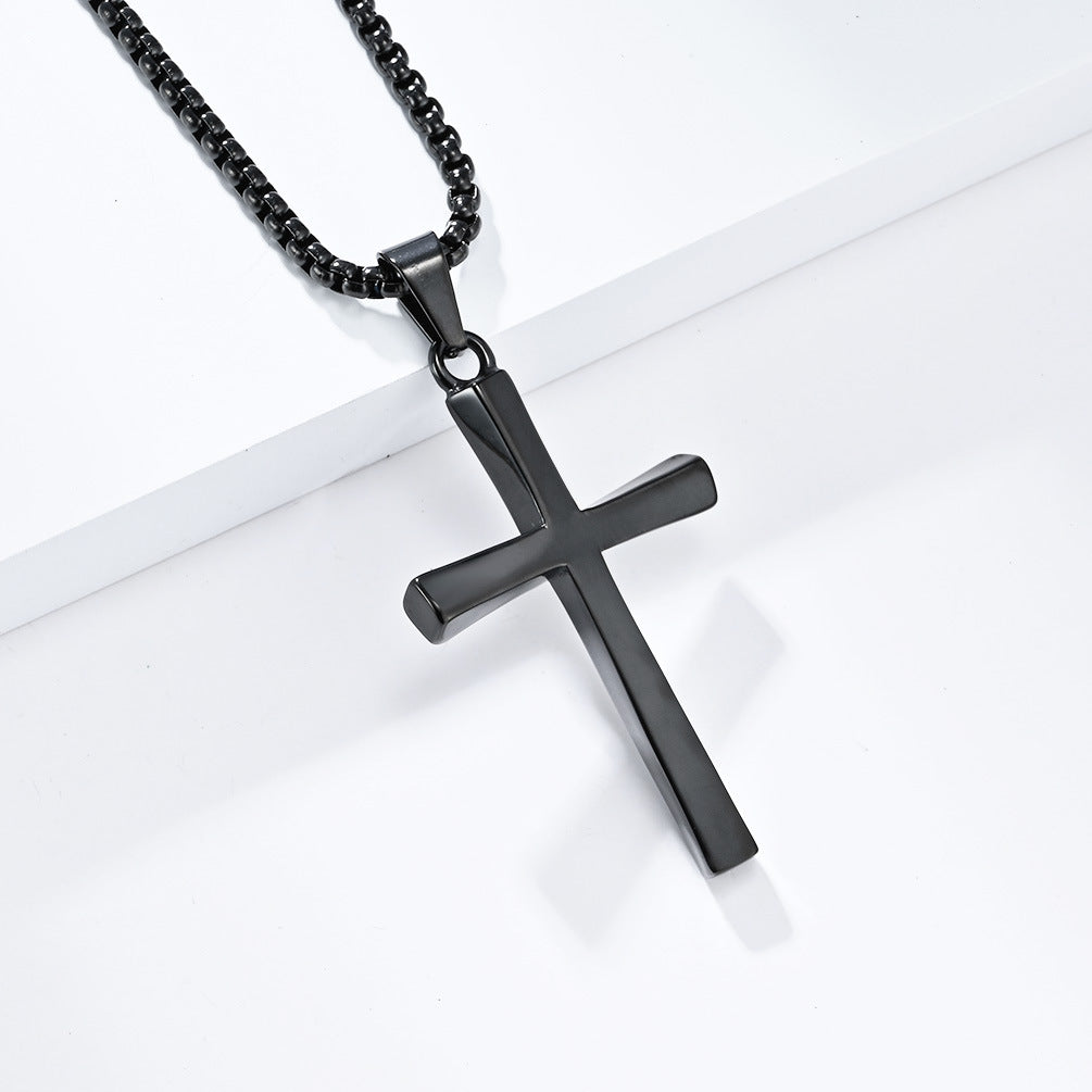 Twisted Titanium Steel Cross Necklace for Men - Personalized Pendant
