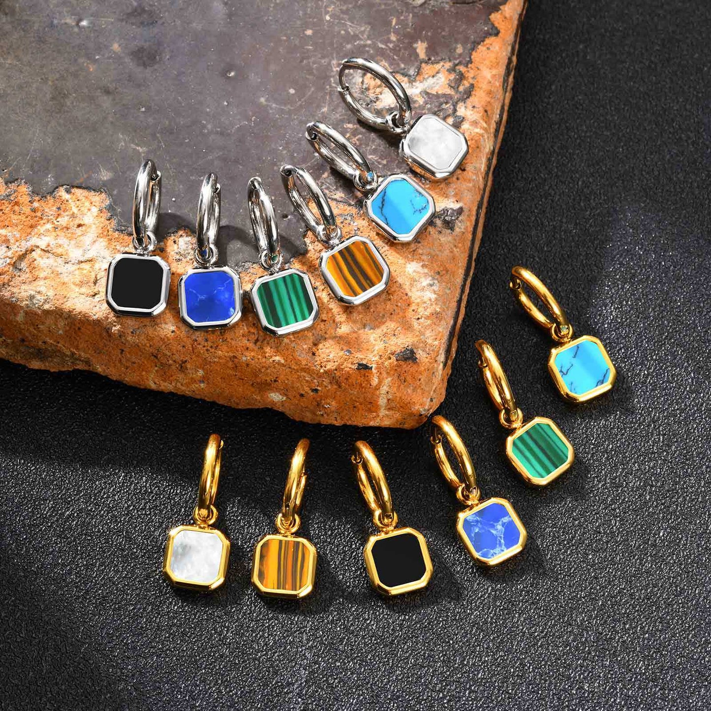 Planderful Stainless Steel Earrings Unisex Bold Tiger Eye