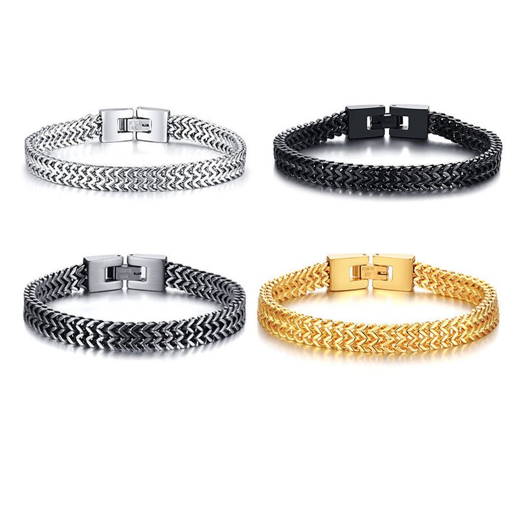 Planderful Jewelry Roman Chain Steel Bracelet, Everyday Genie Collection, Woven Design