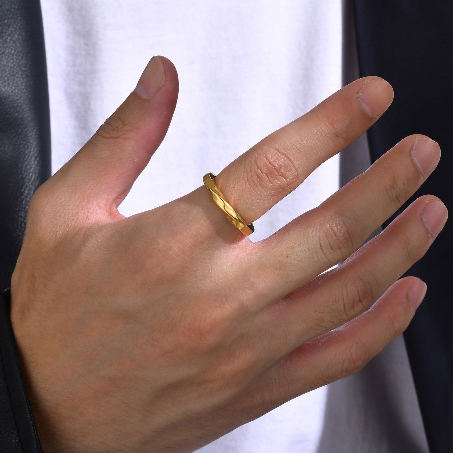 Stainless Steel Mobius Black Ring Simple Fashion Ring for Men