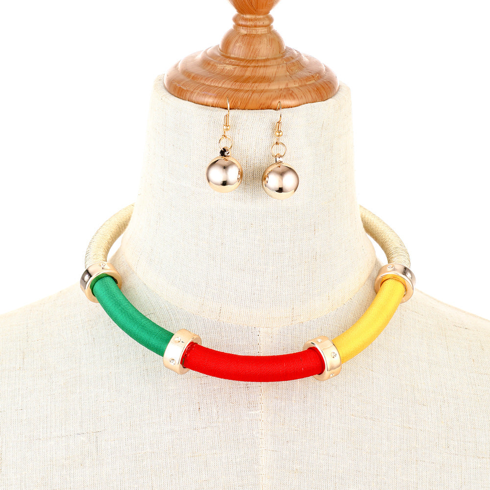 Savanna Rhythms Tribal Necklace with Amazonian Charm