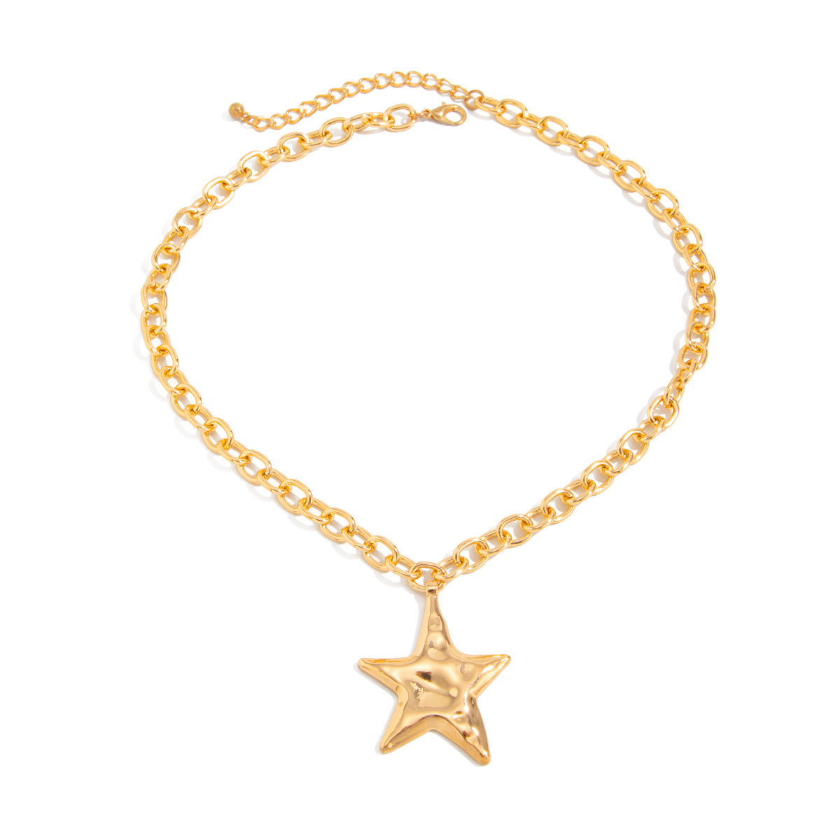 Hammered Star Geometric Pendant Necklace