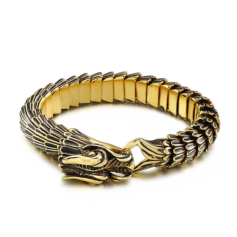 Zodiac Dragon Bracelet – Dragon Scale Pattern Men's Bracelet Stainless Steel Keel