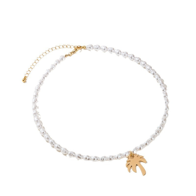 Coconut Dream Metal Pearl Pendant Necklace - Wholesale Women's Jewelry