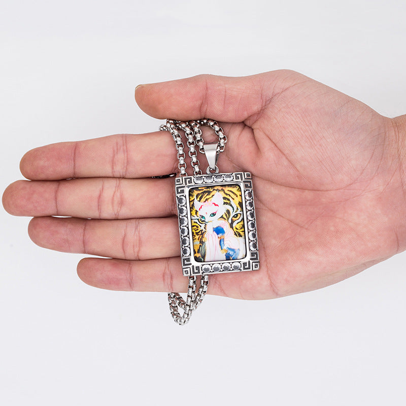 Steel Necklace – Vintage Nine-Tailed Fox Pendant for Men