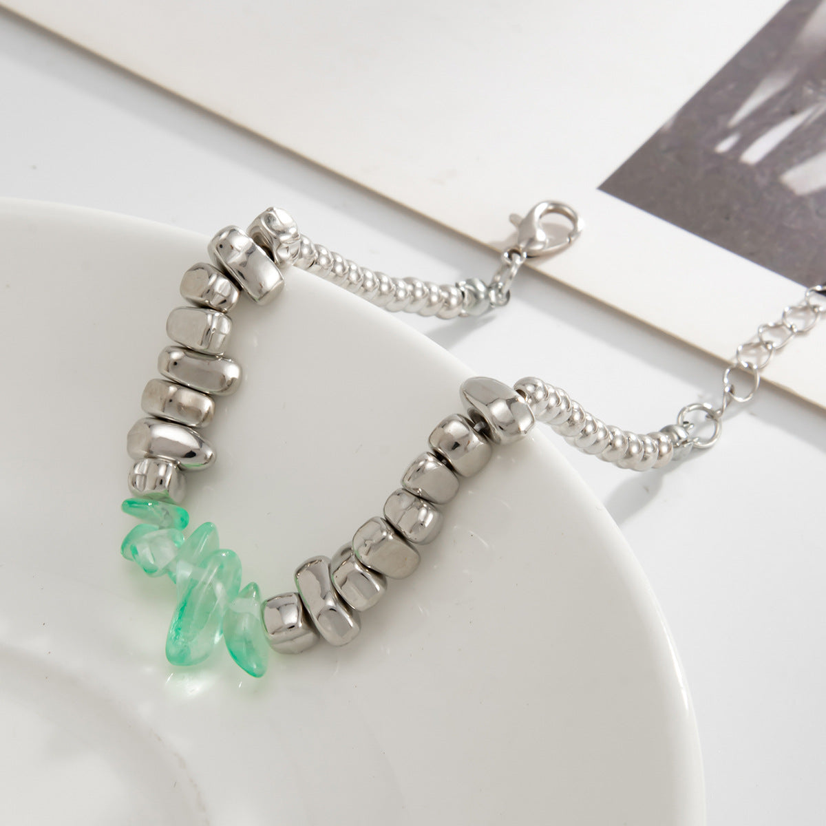 Planderful Vienna Verve Imitation Turquoise Beaded Bracelet Irregular Shape For Women Fashion Statement