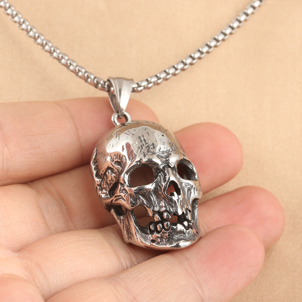 European And American Stainless Steel Skull Pendant Punk Necklace