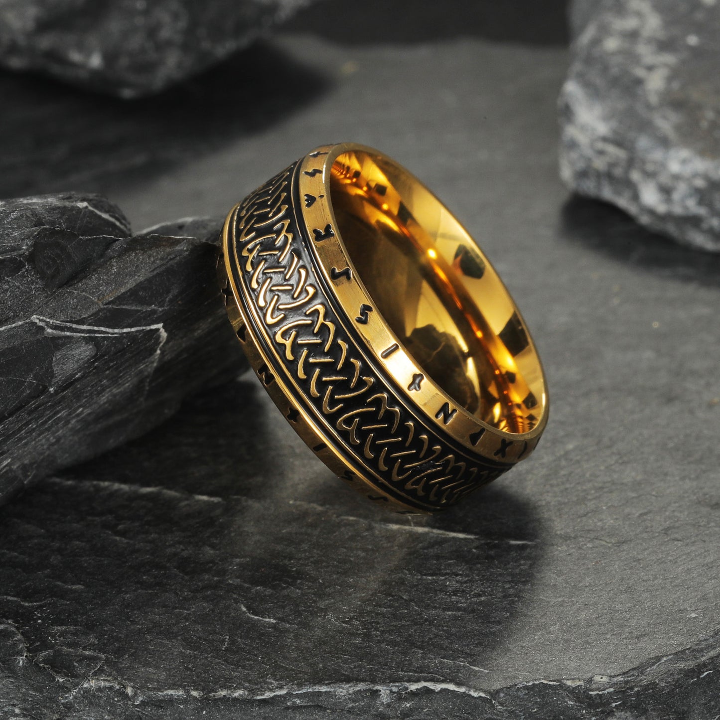 Luhn Rune Titanium Ring by Planderful for Men Viking Protection Jewelry Unisex Fashion Statement