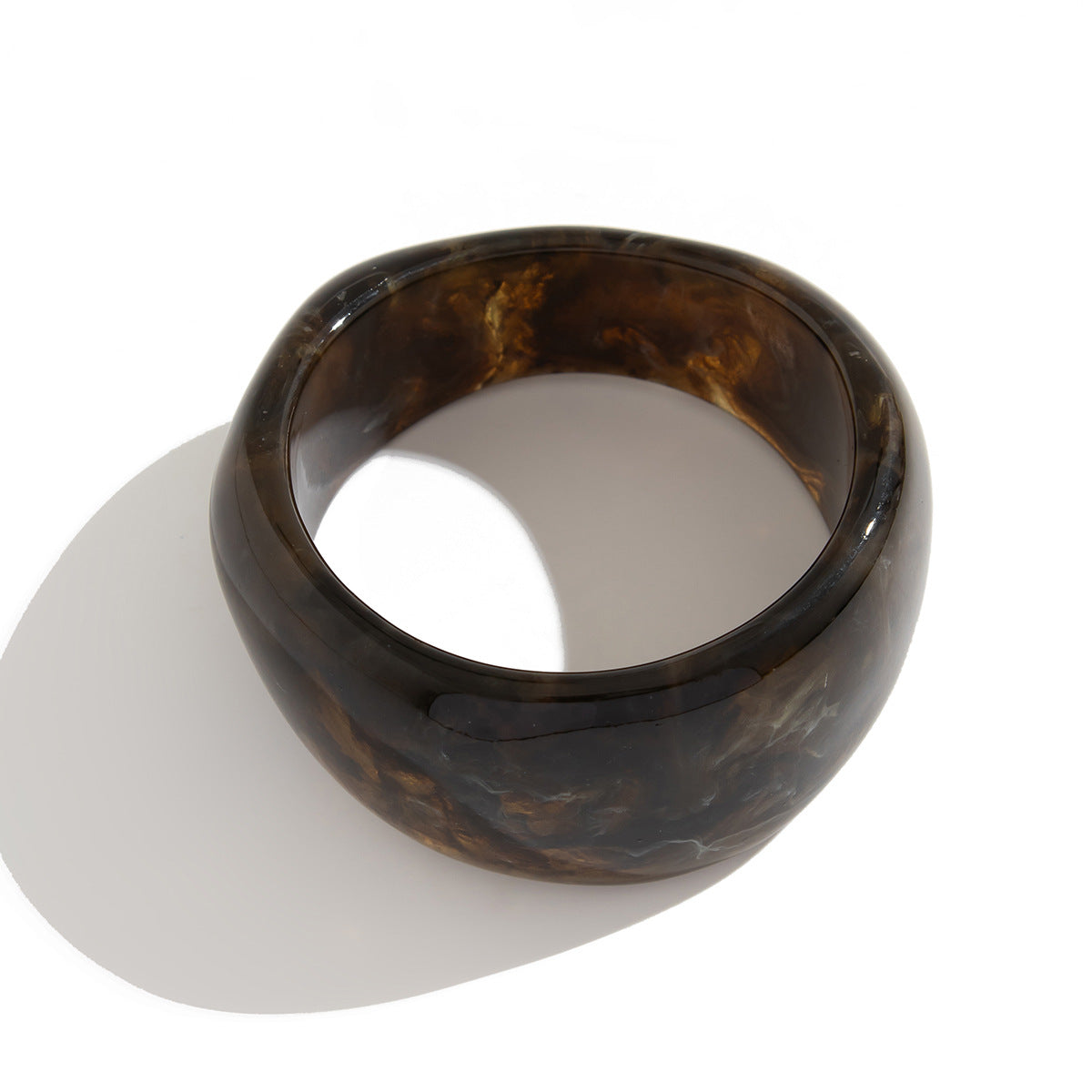 Wide Version Smudged Stone Pattern Semi-Transparent Bracelet Exaggerated Retro Special-Shaped Amber Tire