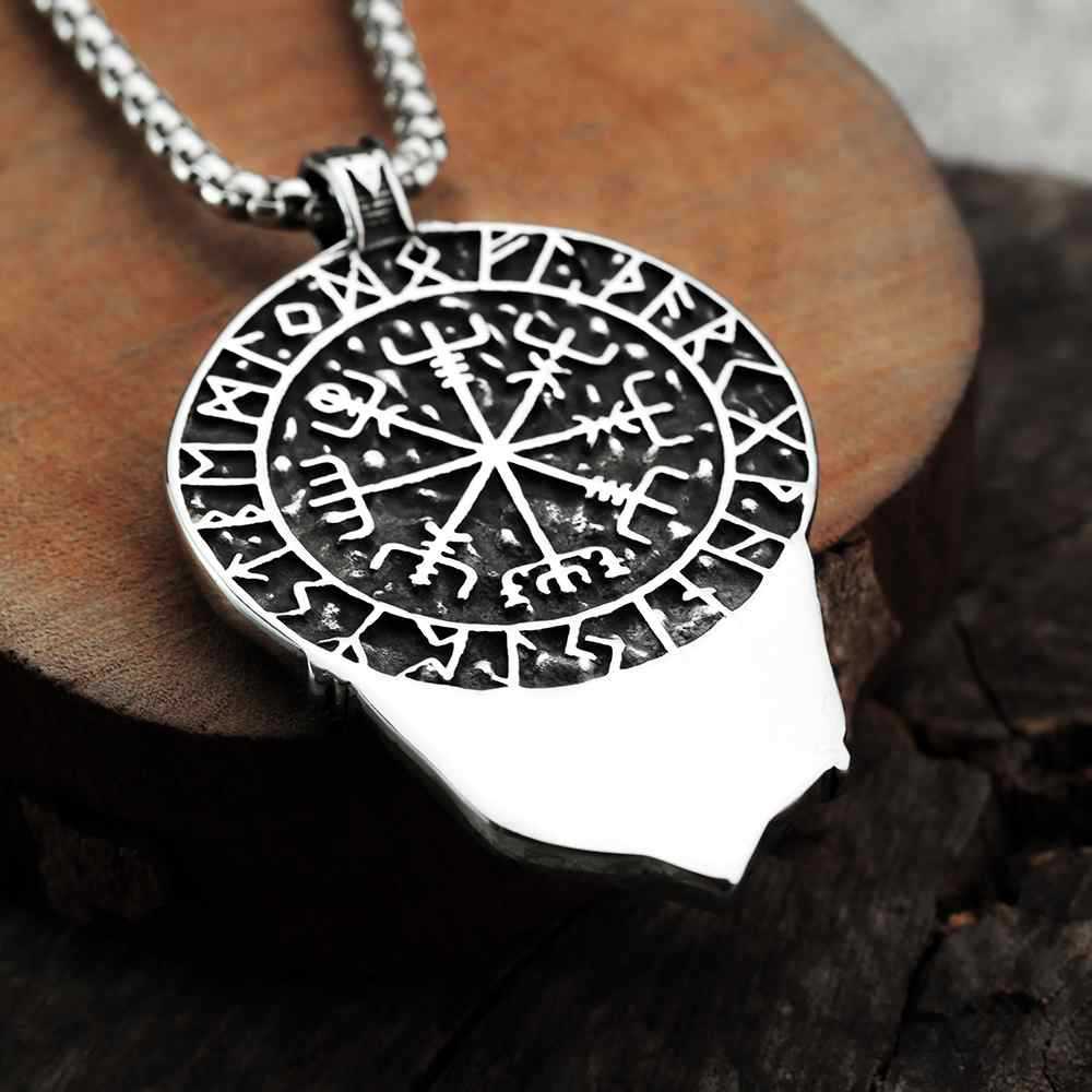 Vintage Viking Wolf Stainless Steel Men's Pendant Necklace