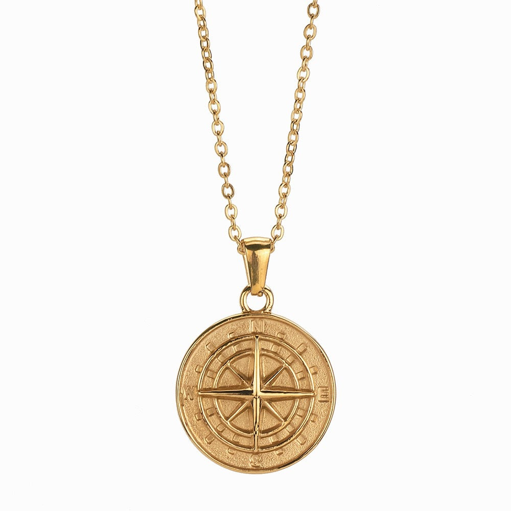 Planderful Stainless Steel Compass Necklace For Hip Hop Fans Bold Statement Jewelry Everyday Genie