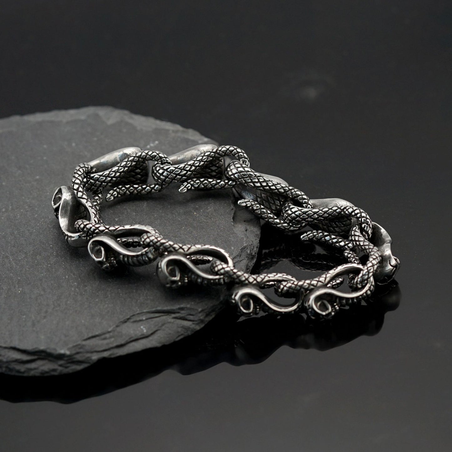 Planderful Skull Cobra Stainless Steel Bracelet for Men Unisex Punk Style Protection Statement