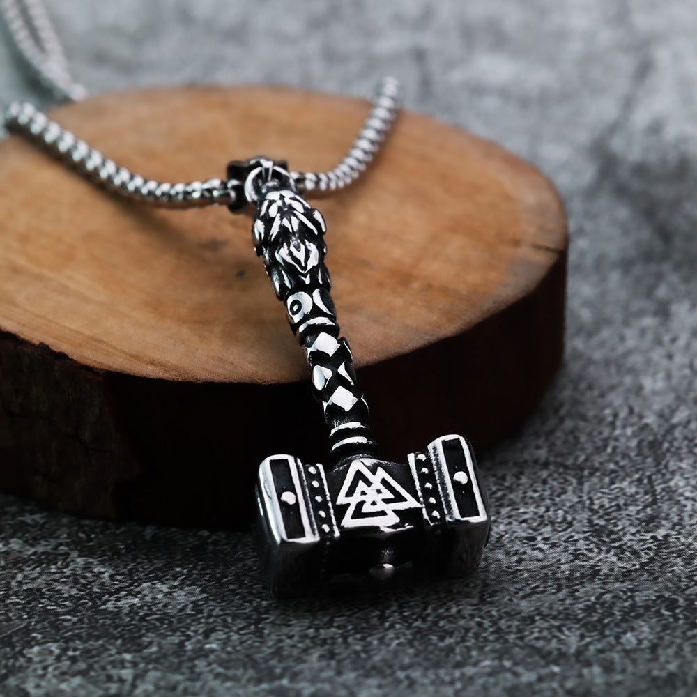 Viking Pendant Odin Triangle Celtic Wolf Titanium Steel Necklace For Men Planderful