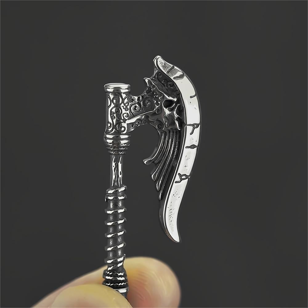 European And American Jewelry Wholesale Titanium Steel Men's Pendant Necklace Retro Hip-Hop Axe Text Design