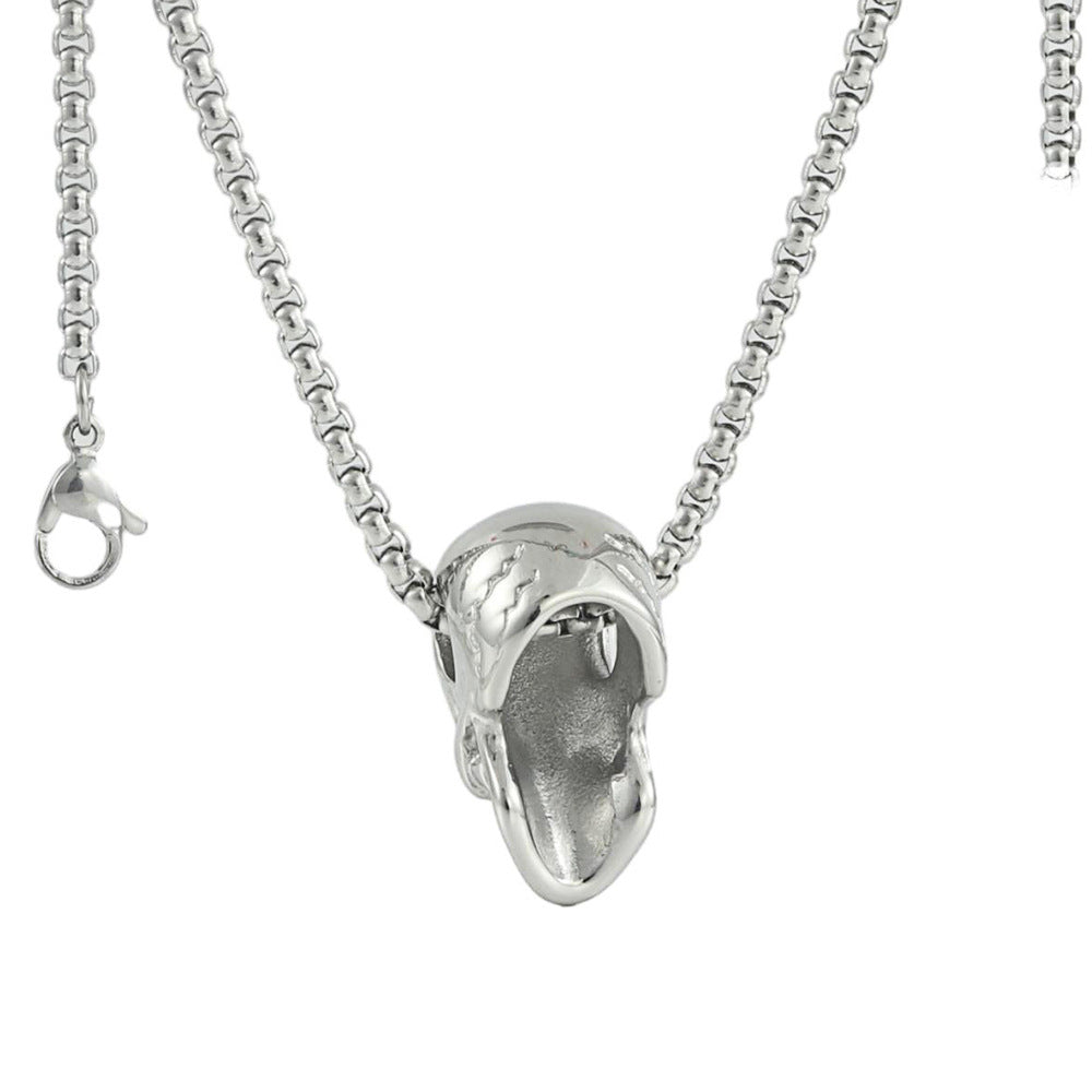 Punk-Inspired Multi-Color Stainless Steel Skull Pendant Necklace for Men