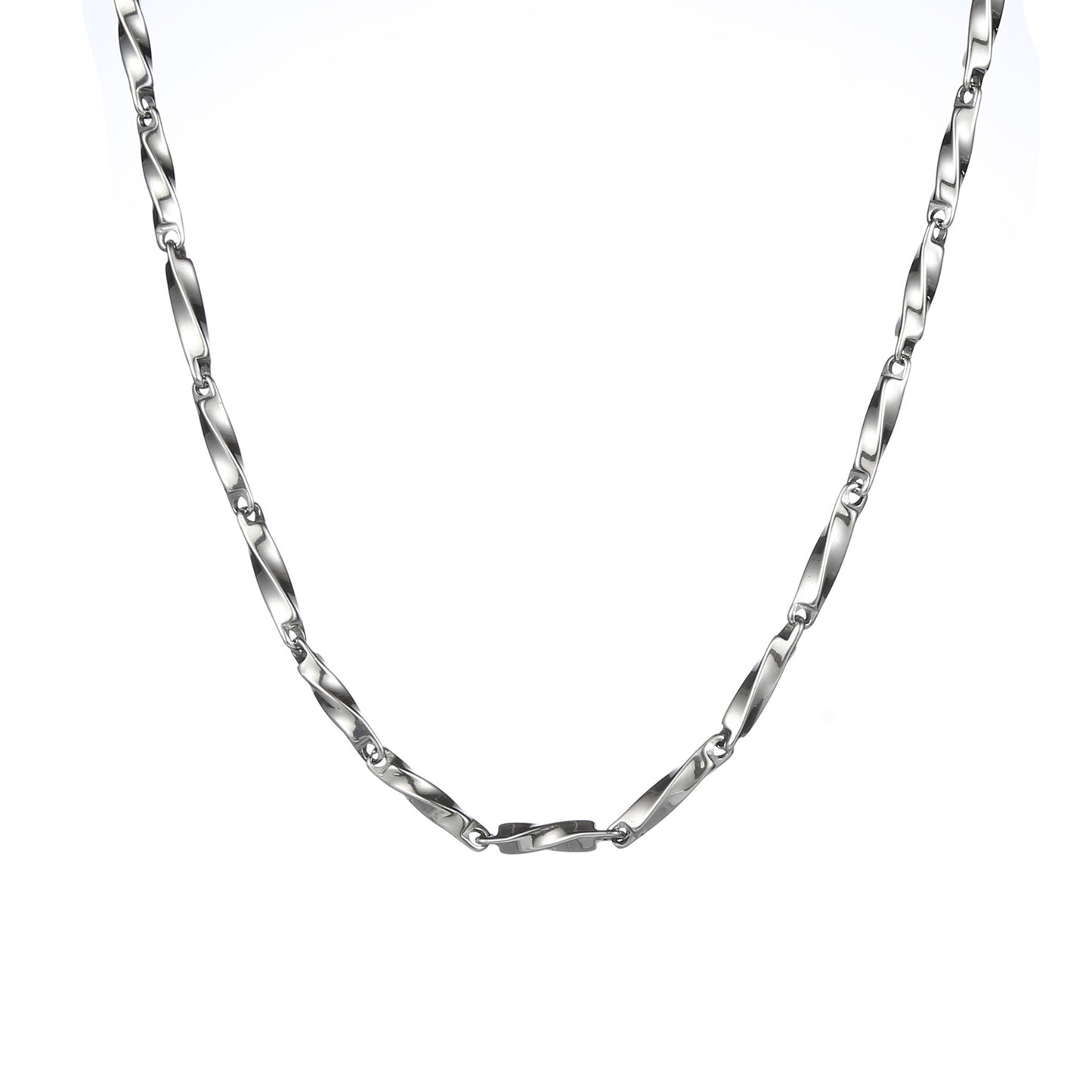 Planderful Jewelry Mobius Titanium Steel Necklace for Men and Women Rhombus Melon Seed Chain