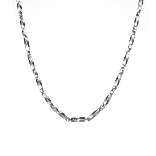 Planderful Jewelry Mobius Titanium Steel Necklace for Men and Women Rhombus Melon Seed Chain