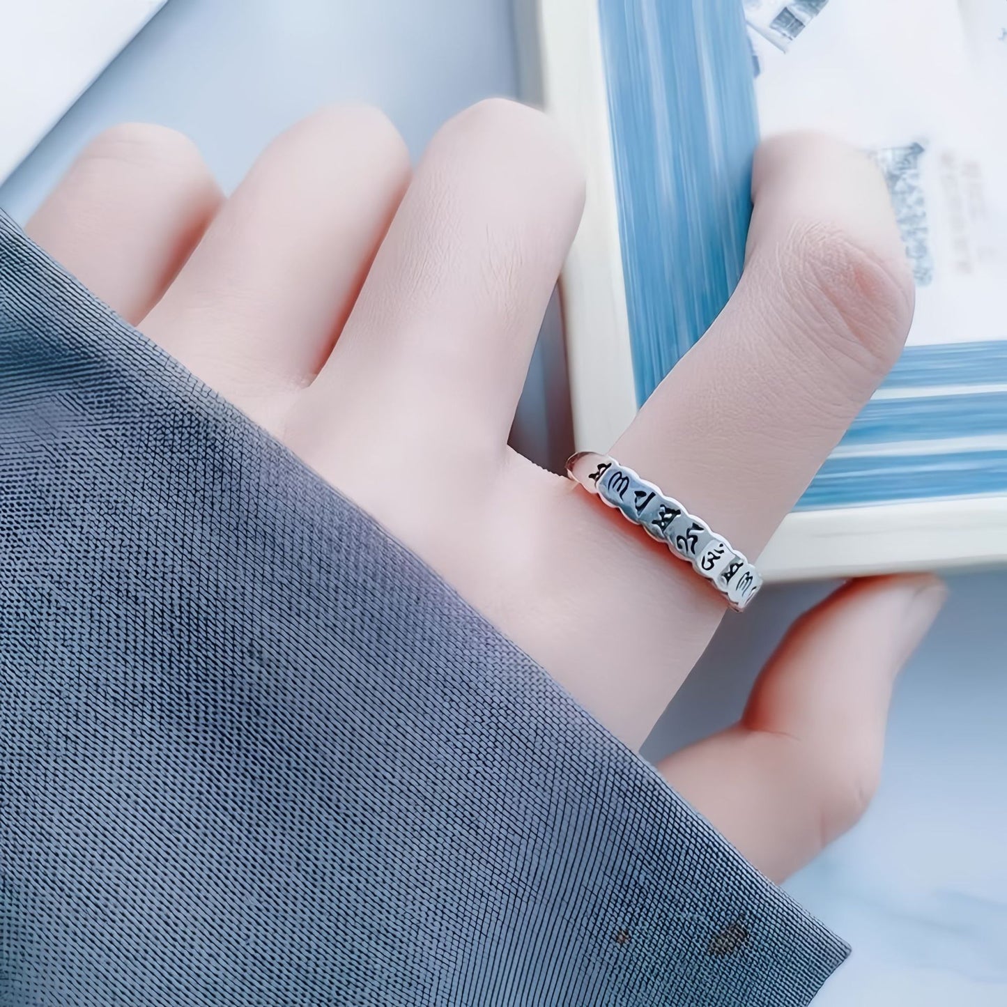 New S925 Sterling Silver Ring for Men and Women Proverb Design