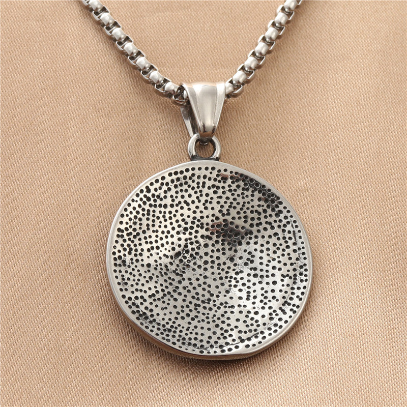 Titanium Steel Sun and Moon God Pendant Necklace for Men - Retro Punk Style by Planderful