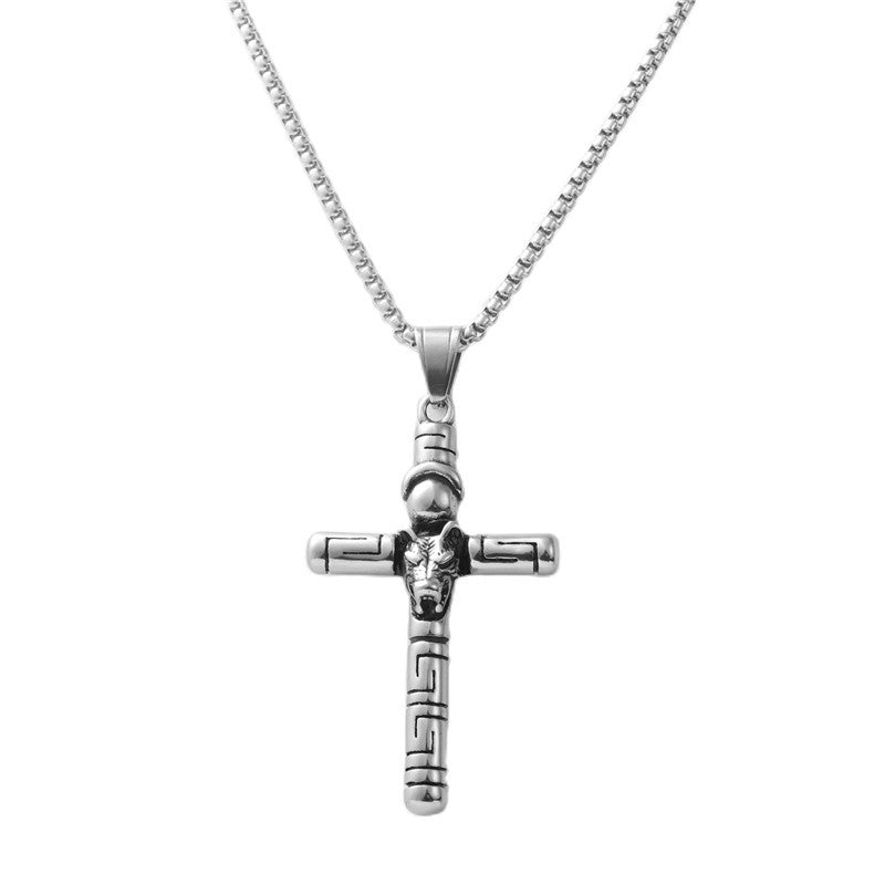 Personalized Retro Titanium Steel Cross Pendant Necklace for Men - Trendy Everyday Accessory
