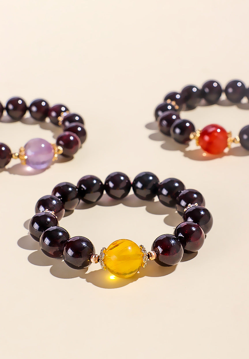 Planderful Fortune's Favor Bracelet – Premium Natural Garnet Beaded Design