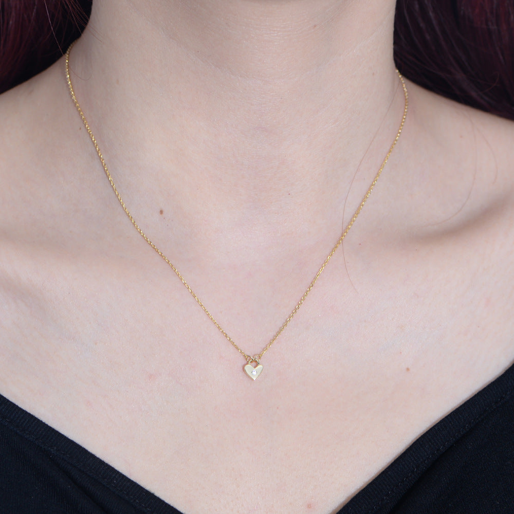 Heart-Shaped Sterling Silver Necklace, Style Creative Design Zircon