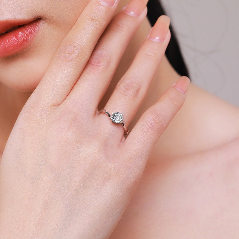 Everyday Genie Sterling Silver Zircon Proposal Ring