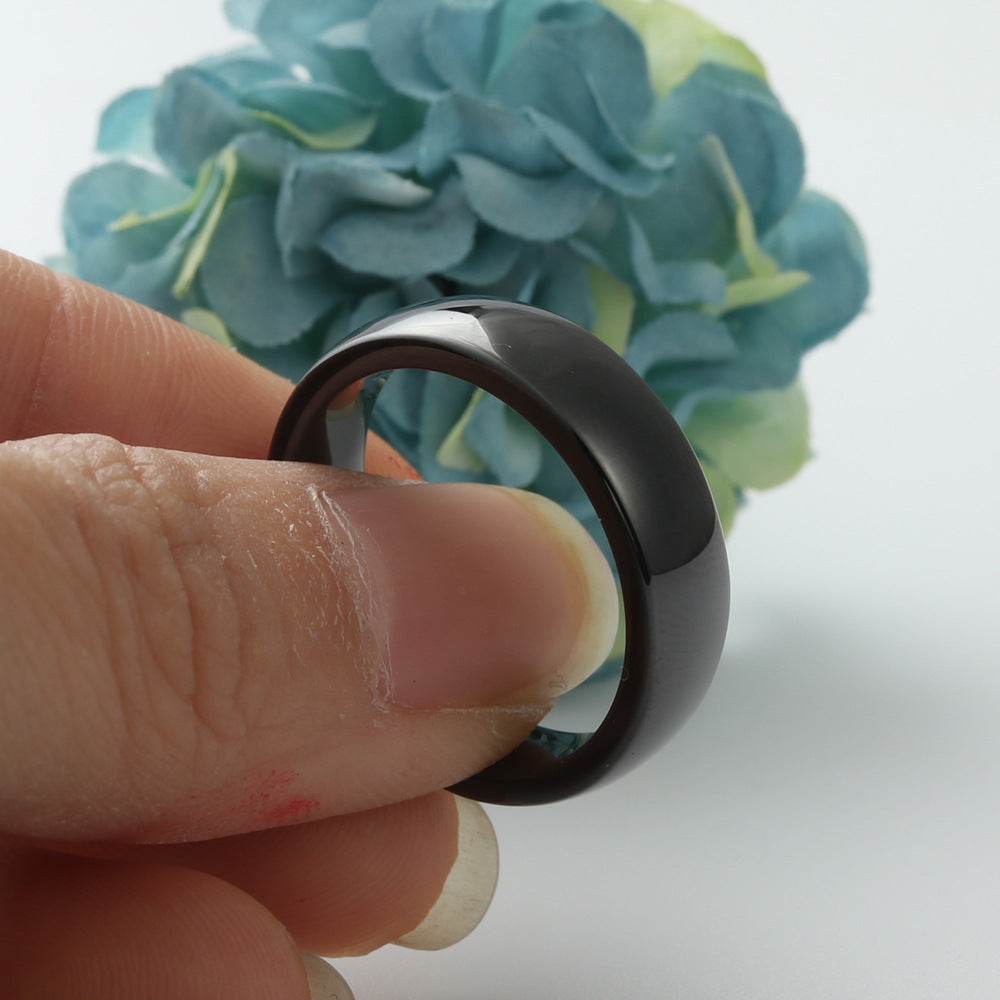 Minimalist Black and White Ceramic Couple Ring - Unisex Titanium Steel Jewelry for Everyday Wear