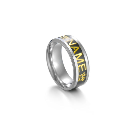 Personalized Multicolor Titanium Steel Letter Ring with Three-Day Delivery for Men