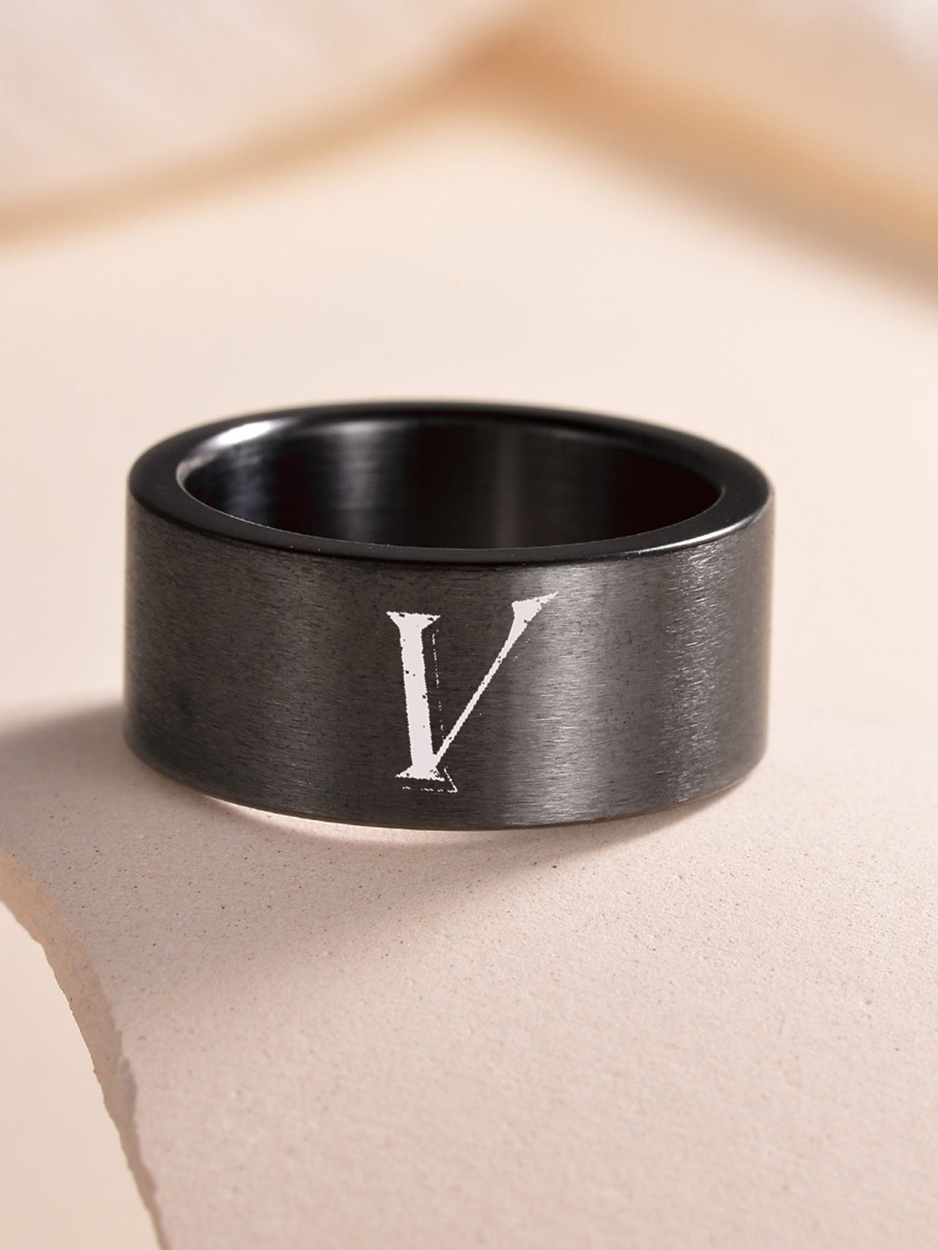 Planderful Everyday Genie Fade Resistant Stainless Steel Letter Ring For Men And Women