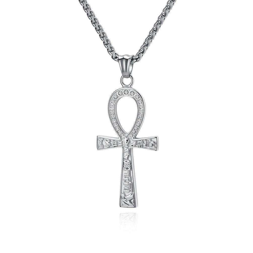 Steel Necklace – Statement Egyptian Anka Cross Necklace With Durable Stainless Steel Finish For Everyday Wear