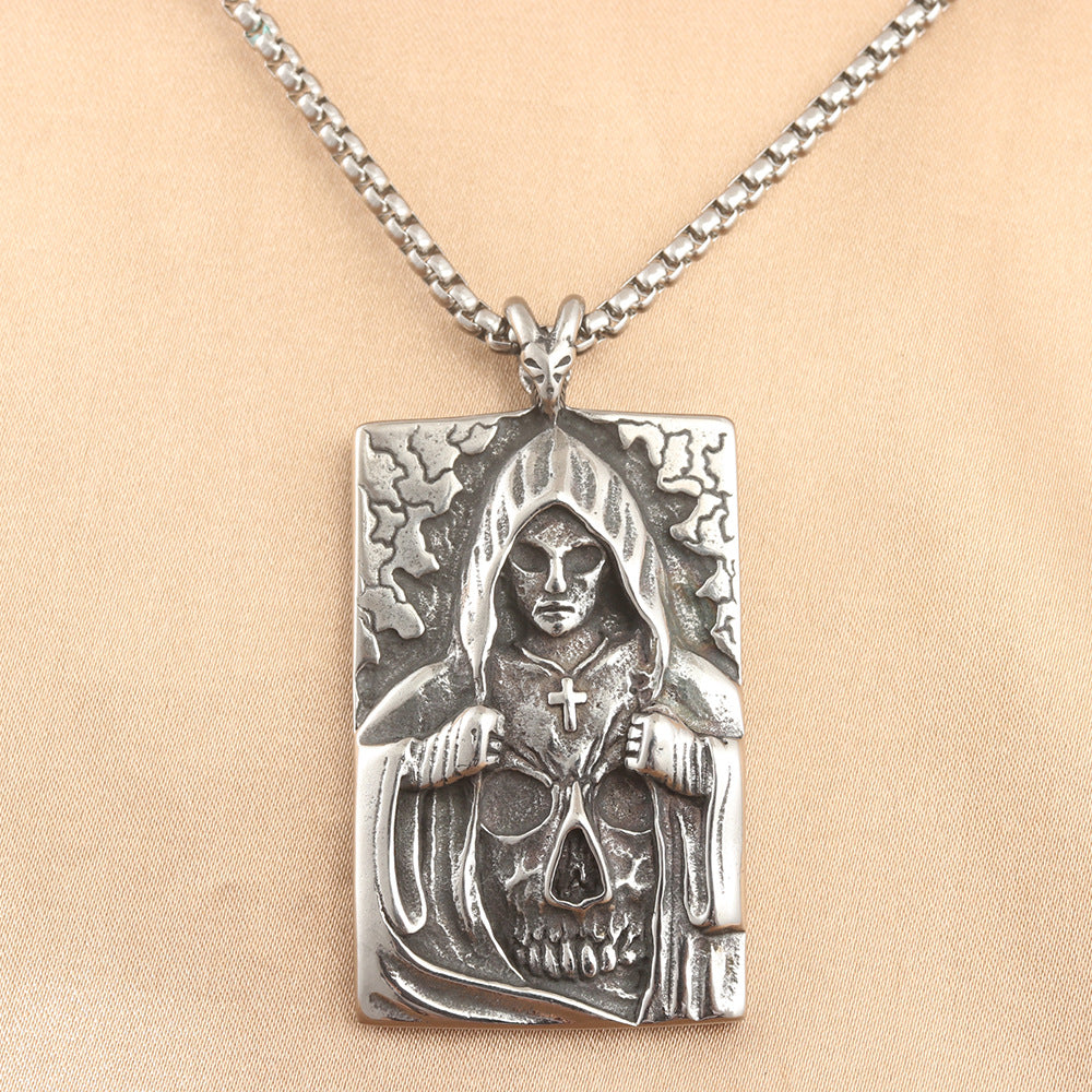 European And American Stainless Steel Skull Pendant Necklace