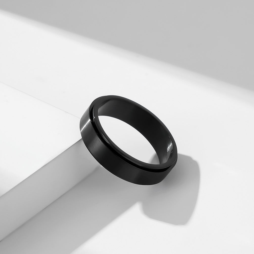 Planderful Rainbow Titanium Steel Ring For Couples Rotating Matte Sand Surface Stainless Steel Band Unisex