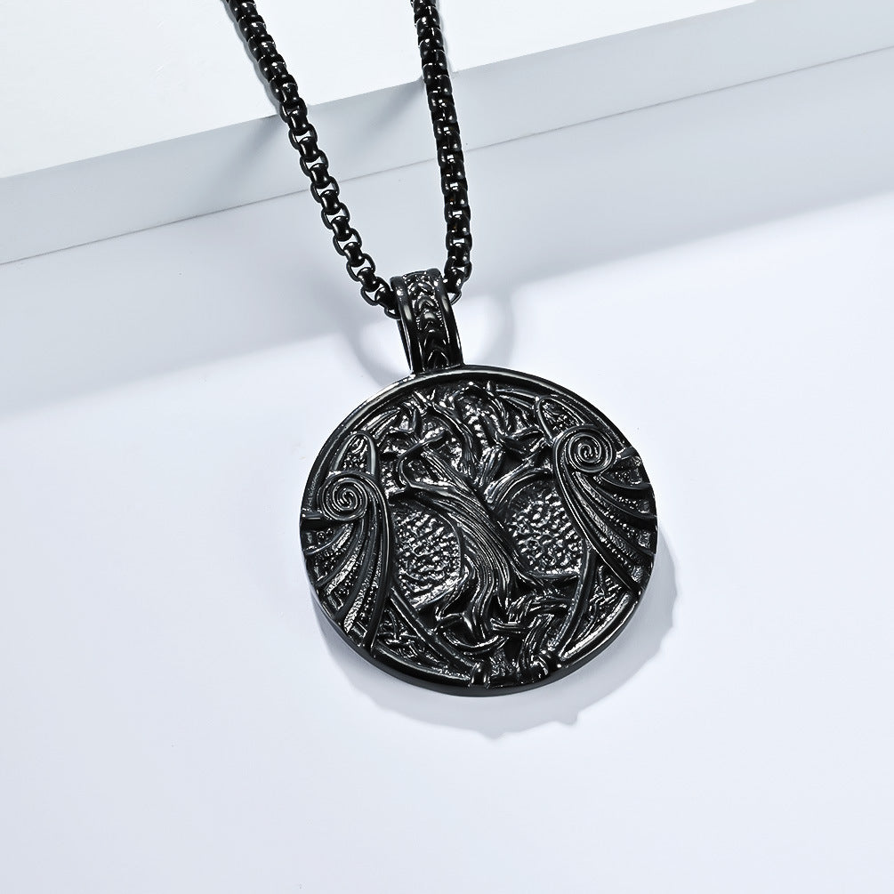 Planderful Personalized Viking Tree of Life Necklace Titanium Steel Unisex Gift for Him or Her Retro Style