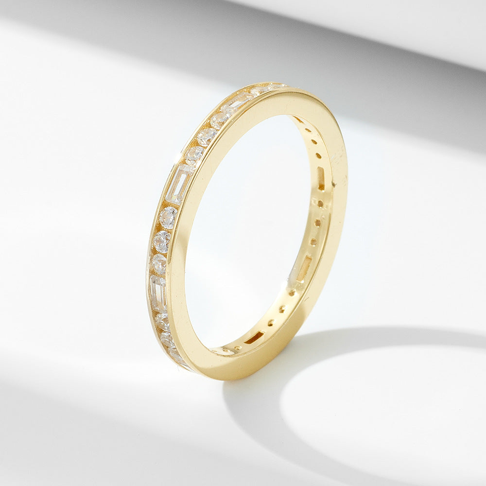 Single Row Full Of Zircon Sterling Silver Ring Sense