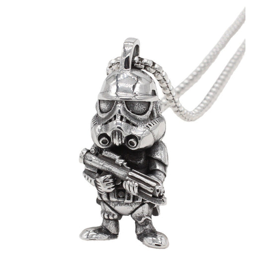 Personalized Retro Helmet Pendant for Men in Titanium Steel - European and American Wholesale Jewelry