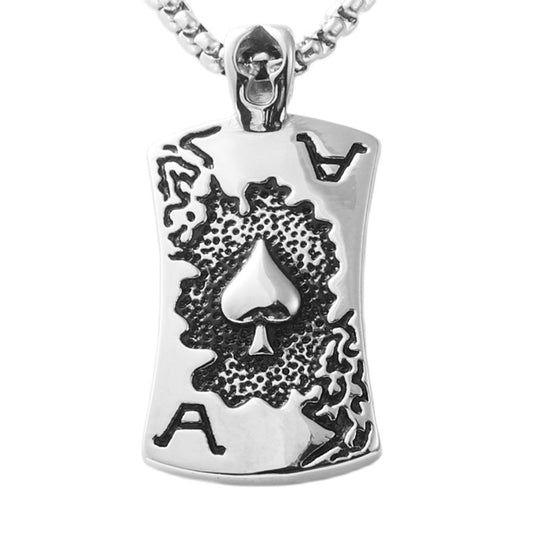 Personalized Retro Playing Card Pendant Necklace for Men in Titanium Steel