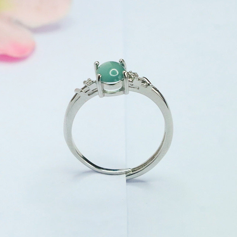 Blue-Water Jadeite Interwoven Ring