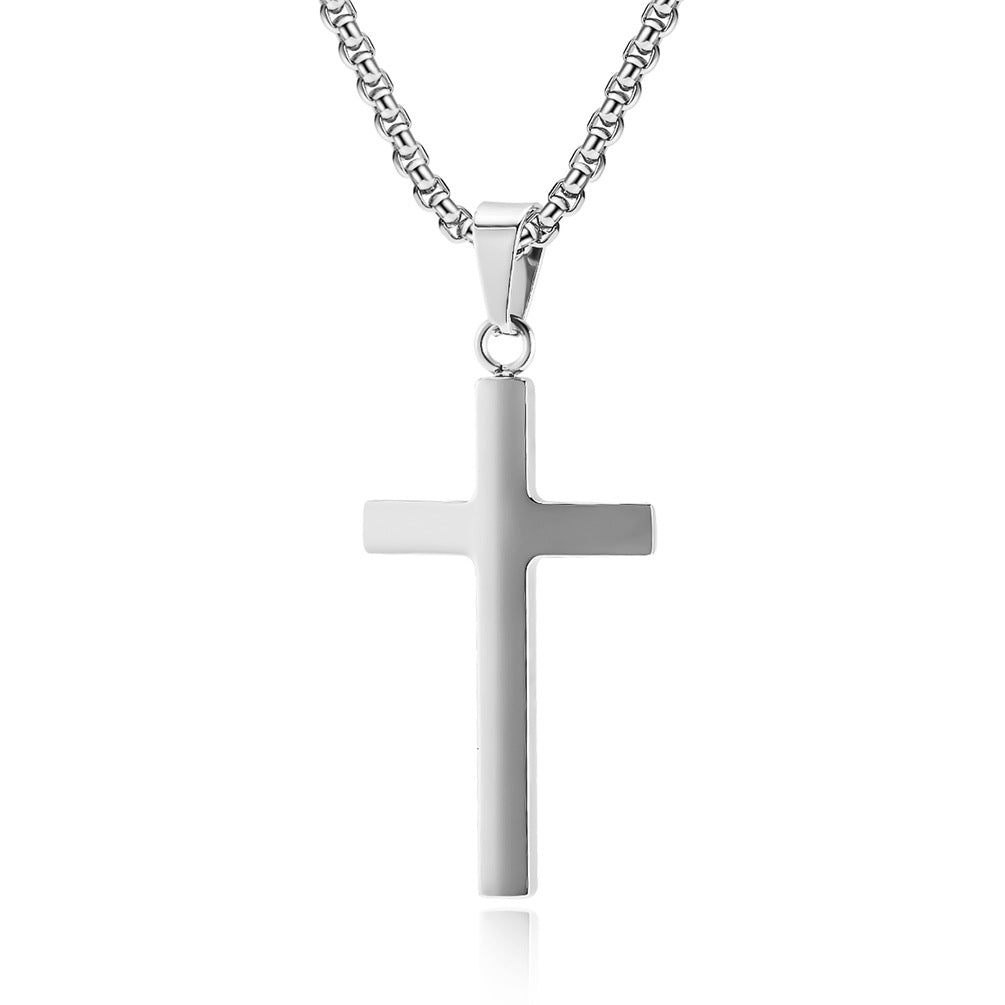 Planderful Titanium Steel Cross Necklace Bevel Geometric Pendant Bold Unisex Everyday Genie Collection