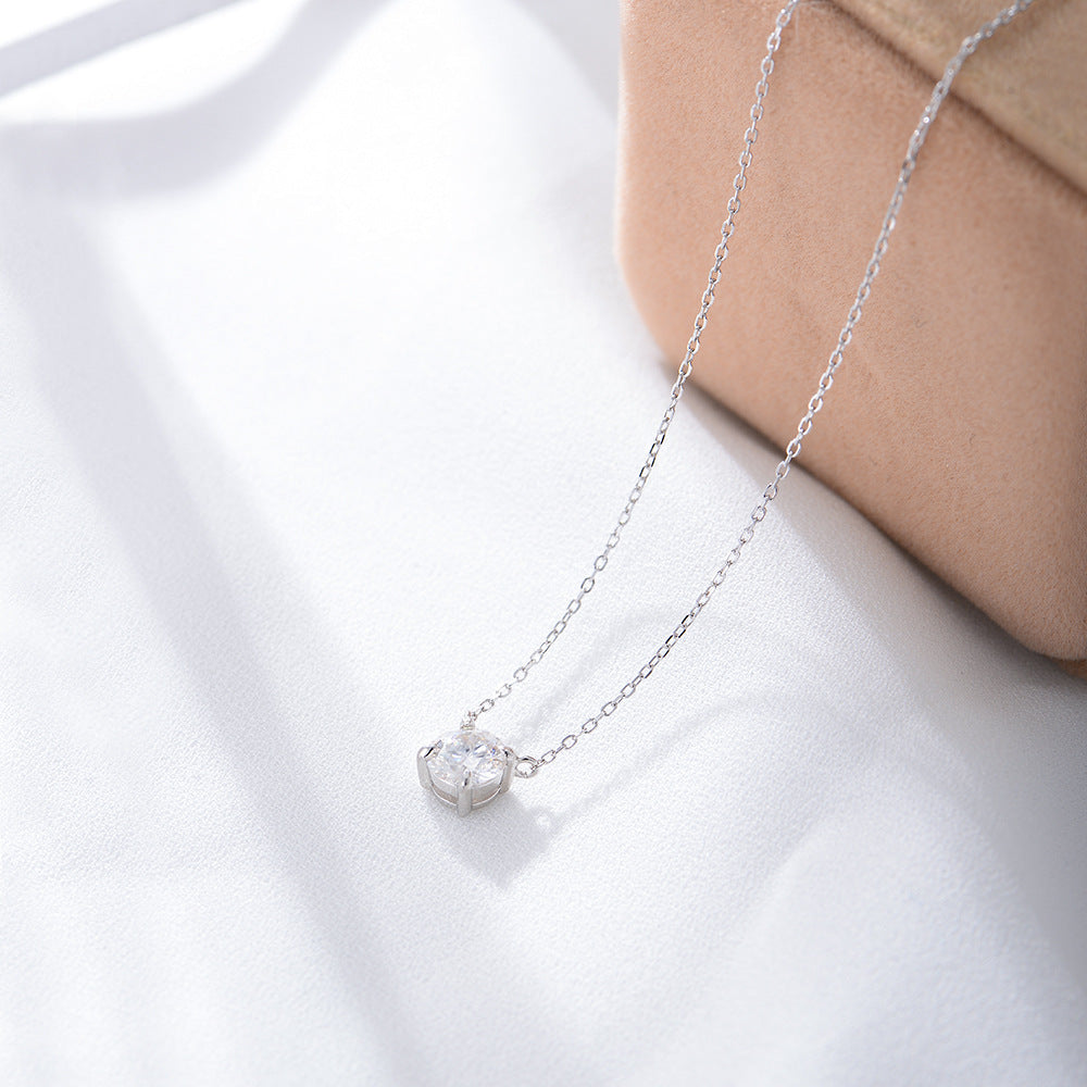 2022 Round Zircon Pendant Sterling Silver Necklace Design Sense